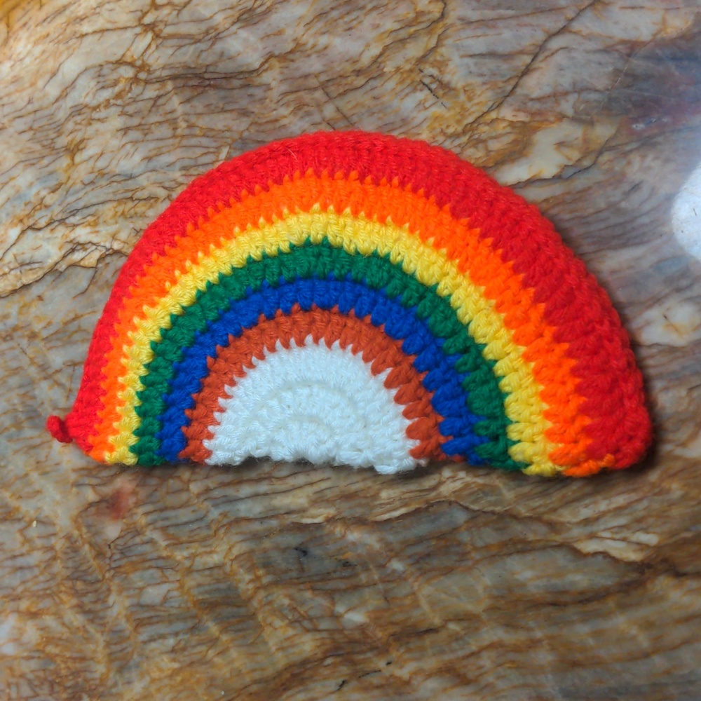Vintage Hand Crocheted Rainbow Pot Holder 🌈